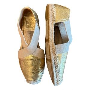 Tory Burch Catalina Gold and Cream Espadrilles 6.5